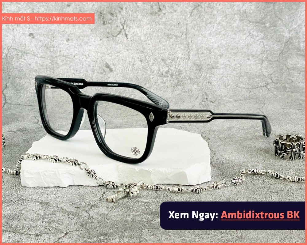 Kính Chrome Hearts AMBIDIXTROUS BK Gọng Bạc